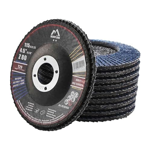 Image of Merryland Flap Disc 115 Metal for Angle Grinder, 115mm 80 Grit T29 Flap Wheel 10 Pieces, Blue Zirconium Corundum INOX Stainless Steel Iron Universal 4.5 inch, Craft-Line FC1107414-10