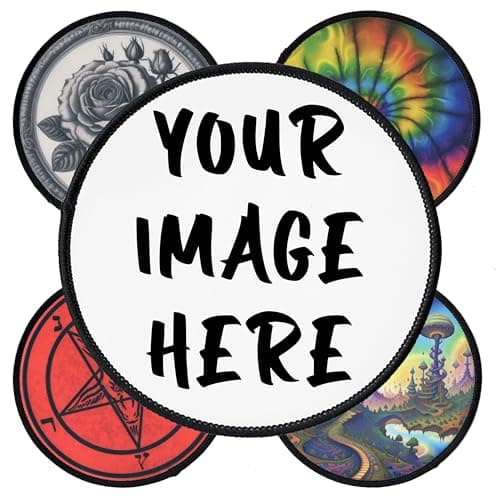 Image of Custom 7.6cm to 25cm Circle Patch with Your Design, Photo, Text or Logo | High-Resolution Print | Personalised Round Iron-on Patches for Coats Jackets | Made to Order by Concrete Schoolyard (10.2cm)