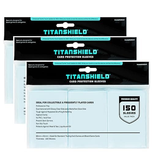 Image of TitanShield [3 Pack Bundle] Premium Clear Card Sleeves for Standard Sized Board Games and Trading Card 2.5" x 3.5" (150 Sleeves)