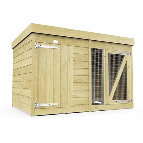 Image of Buttercup Farm 6ft x 4ft Dog Kennel and Run - Wood - L127 x W185 x H127 cm