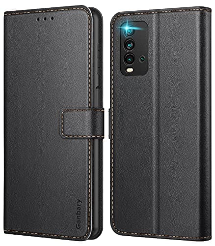Image of Ganbary Case for Xiaomi Redmi 9T, Premium PU Leather Flip Case Wallet Phone Case Protector [Full Protection] [Card Slots] [Kickstand] for Redmi 9T, Black