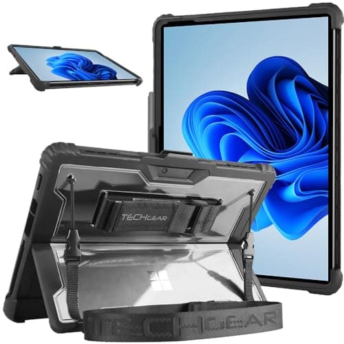 Image of TECHGEAR DuraTUFF Case for Microsoft Surface Pro 8 [Signature Keyboard Compatible] Tough Rugged HEAVY DUTY Armour Shockproof Impact Case with Hand Strap, Shoulder Strap, Stand Cover & Pen Holder