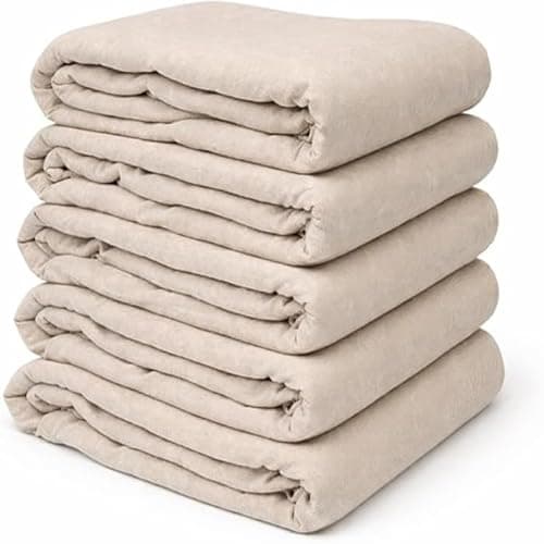 Image of Equip247uk 5 x Professional Quality 100% Cotton Twill Heavy Duty DUST Sheets for Decorating. Size of Each Sheet : 3.6M x 2.7M / 12ft x 9ft. **Pack of 5 Sheets**