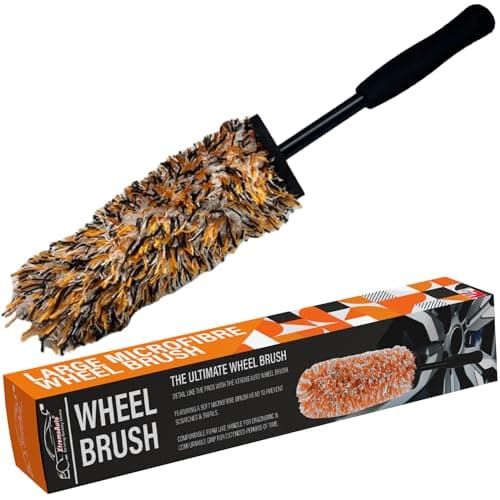 Image of Xtremeauto Soft Head Alloy Wheel Brush - Non-Scratch Metal-Free Car Detailing Cleaner for Motorcycles, Bicycles and Rims (Orange)