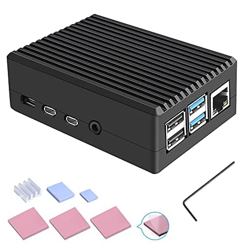 Image of owootecc Aluminium Raspberry Pi 4 Case with Cooling Column, Fanless Metal Heatsink Shell for Raspberry Pi 4 Model B (Black)