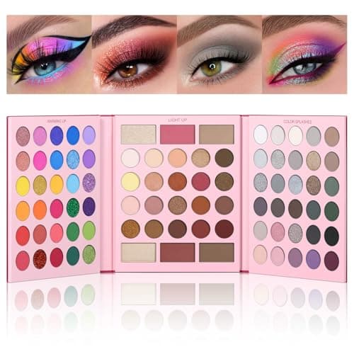 Image of UCANBE Pretty All Set Eyeshadow Palette Pro 86 Colors Holiday Makeup Kit, Matte Shimmer Glitter Eye Shadows Highlighter Blush Contour All-in-One Make Up Pallet Christmas Valentines Gift Set