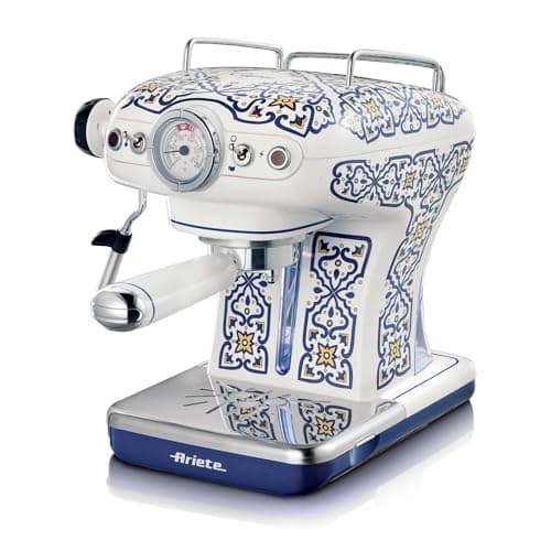 Image of Ariete 1389 Capri Coffee Maker, 850W, Tank Capacity 0.9L, Filter ½ Cups, Drip Tray, Cappuccinatore