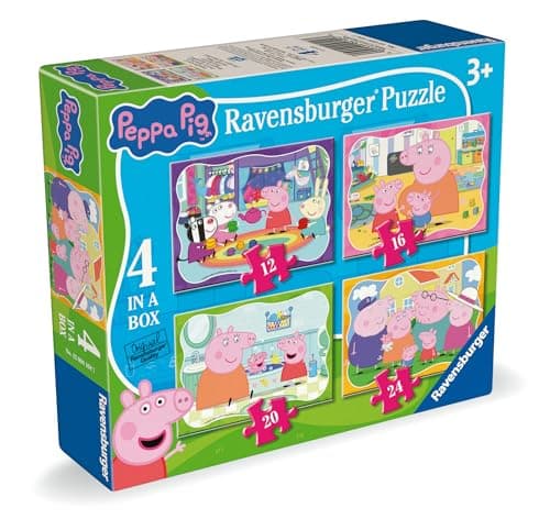 Image of Ravensburger Peppa Pig Toys and Gifts - 4 in a Box Jigsaw Puzzles for Kids Age 3 Years Up - 12, 16, 20, 24 piece - 2025 Edition