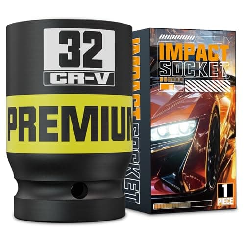 Image of Aurlloct 1" Drive Impact Socket Single, 32 mm Hex Long Socket for Auto Motive Trucks Car Tires Tractors Engines Repairing DIY Mechanic Tool