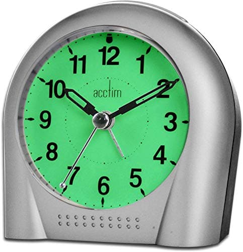 Image of Acctim Sweeper Analogue Alarm Clock Non Ticking Sweep Smartlite® Quartz Silver