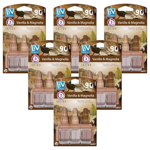 Image of 6 Pack 3Volution Air Freshener Plug in Diffuser Refill Odour Eliminator, Vanilla & Magnolia, 120ml (20ml x 6)
