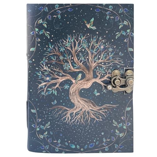 Image of Urban Leather 7 inch Tree for Life Vintage Journal for Men Women to Write in, UV Print Sketchbook Travel Leather Bound Journal Writing Notebook for Him & Her, Unlined Deckle Pages