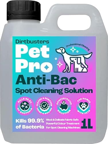 Image of Dirtbusters Anti-Bac Spot Cleaning Solution (1L) Kills 99.9% of Bacteria, Carpet Cleaner Shampoo for Spot Cleaner Machines, Removes Pet Stains, Neutralises Odours, Safe for Wool, Rugs & Sofas