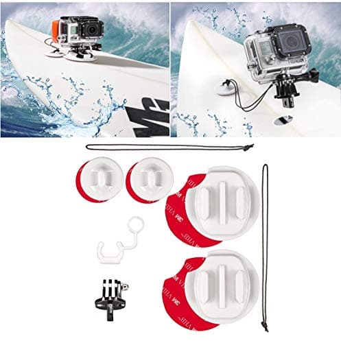 Image of micros2u Surfboard Surfing Mount Kit compatible with GoPro Hero 11/10/9/8/7/6/5/4/3 etc Other Action Cameras. Includes Security Safety Tether & Locking FCS Plug