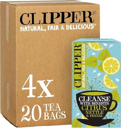 Image of Clipper Organic Citrus, Nettle & Fennel Tea | 80 Cleanse with Benefits Infusion Teabags (4x Boxes of 20) | Bulk Buy, Home & Catering | Caffeine-Free Herbal Tea | Natural, Unbleached & Biodegradable