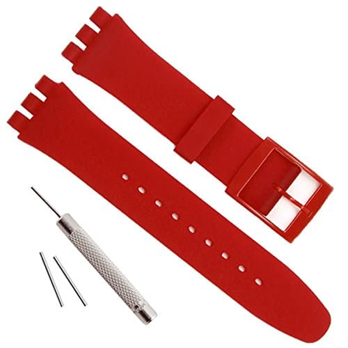 Image of Replacement Watch Strap Watch Band Waterproof Rubber for Swatch (17mm 19mm 20mm) (17mm, Red)