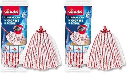 Image of Vileda SuperMocio Microfibre Mop Refill Head, purple (Pack of 2)