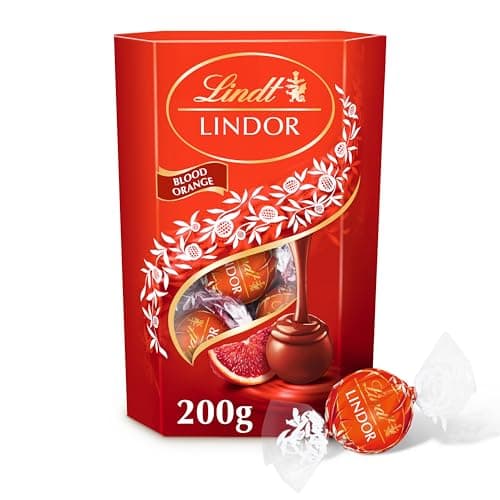Image of Lindt Lindor Blood Orange Milk Chocolate Truffles Box - Approx 16 balls, 200g - Chocolate Truffles with a Smooth Melting Filling - Gift Present - Easter, Birthday, Congratulations