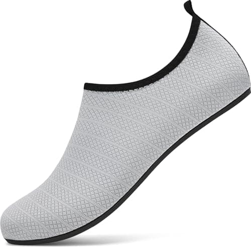 Image of sportvibe Beach Shoes Women Water Shoes Men Lightweight Swim Shoes Barefoot Quick Dry Breathable Aqua Shoes for Surfing Running Driving Pool Yoga (Grey,9.5 UK)