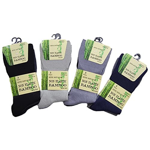 Image of 6 Pairs Mens Bamboo Non Elastic SE044 Socks Blues Greys