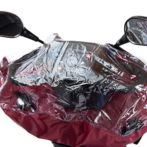 Image of Kozee Komforts Mobility Scooter Tiller Cover - Waterproof, See-Through Panel, Hook and Loop Sealed Slots for Mirrors - Fits Delta Shaped Tillers with/without Mirrors - Large - Maroon