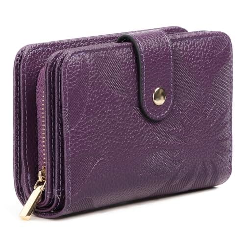 Image of GAEKEAO Ladies Leather Purse RFID Blocking Women's Wallet Bifold Ladies Credit Card Wallet with Zip Around Coins Section Real Leather Purse