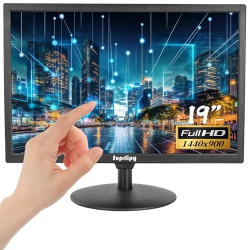 Image of Suprlipy 19 Inch Touch Screen Monitor 1440x900 Support HDMI VGA AV USB BNC, 10 Points Capacitive Touch TFT LED Monitor for Laptop PC Xbox PS5/PS4 Switch POS Systems Built-in LounSpeakers