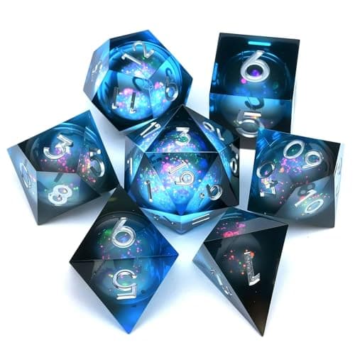 Image of Dungeons and Dragons Liquid Core Dice Set D&D, Polyhedron DND Resin dice Set, Used for Role-Playing dice Magic Pathfinder Game DND dice Set (7 Pieces)