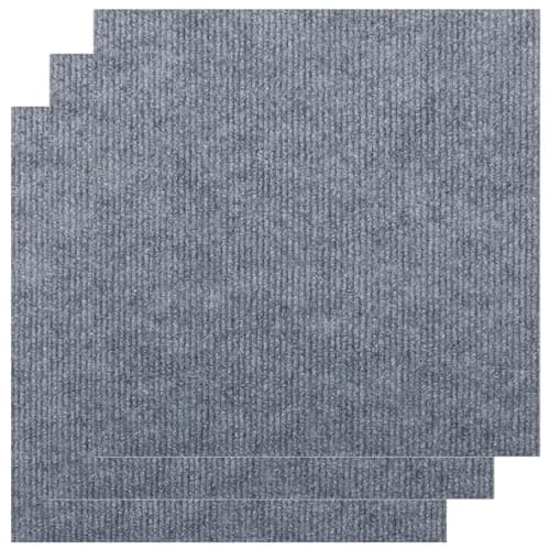 Image of KAHEIGN 30Pcs Self Adhesive Carpet Tiles, 30CM x 30CM Easy to Peel and Stick Floor Tiles Non-Slip Hardwearing Carpet Tiles Squares Floor Covers for Office Living Room Bedroom (Grey)