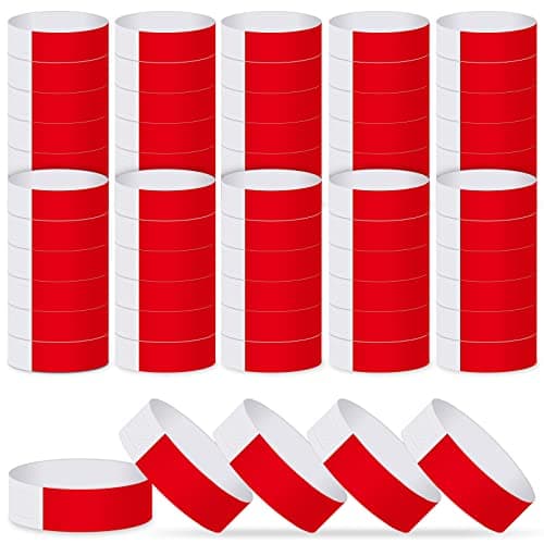 Image of ASTARON Event Wristbands 200 Pcs Paper Wristbands for Events Waterproof Event Bracelets Arm Bands Red Party Wristbands for Events Clubs Lightweight Concert Wristbands
