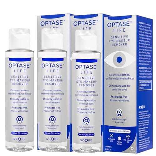 Image of Optase Life Sensitive Eye Makeup Remover - Oil-Free and Non-Greasy Cleanser - Formulated for Sensitive Eyes - Ophthalmologist Approved (3 Pack)