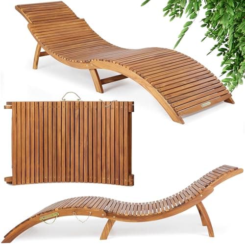 Image of Casaria Sun Lounger FSC Certified Acacia Wood Folding Sun Lounger Garden Terrace Balcony Ergonomic Stable Robust Sauna