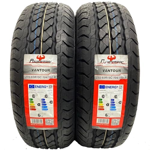 Image of 2 X 215 65 15C POWERTRAC COMMERCIAL VAN TYRES 215/65R15C 2156515 104/102R AMAZING C B RATED LABELS M+S