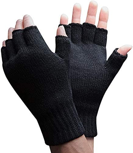 Image of Mens Thinsulate 3M Thermal Fingerless Gloves Black L/XL GL131