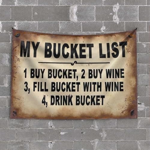 Image of Bar Man Cave Decor My Bucket List: Wine Bucket Fun Tapestry Beer Decorations For Man Cave Bar Man Cave Decor(100X150CM)