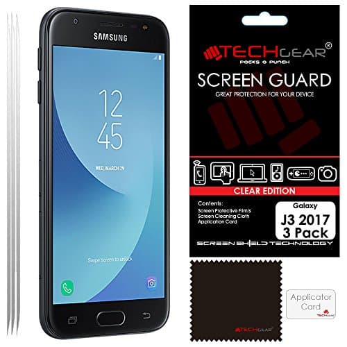 Image of TECHGEAR [3 Pack] Screen Protectors for Galaxy J3 2017 (SM-J330 Series) - Ultra Clear Lcd Screen Protector Guard Covers Compatible with Samsung Galaxy J3 2017 (SM-J330 Series)