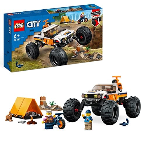 Image of LEGO City 4x4 Off-Roader Adventures Camping Set, Monster Truck Style Car Toy with Working Suspension and Mountain Bikes, Vehicle Toys for Kids Aged 6 and Over 60387