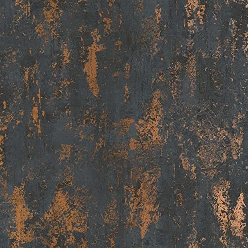 Image of Copper Metallic Marble Wallpaper Home Industrial Concrete Effect Black
