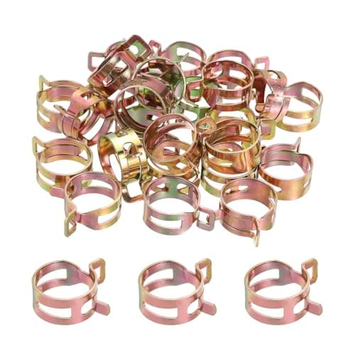 Image of sourcing map ID 22mm 7/8inch Fuel Line Hose Clips, Pipe Clamps, Spring Hose Clamp,Low Pressure Air Clamp, Water Pipe Air Tube Vacuum Hose Clamp Fastener Pack of 30(Rose Gold)