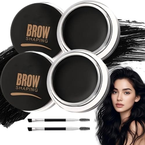 Image of 2PCS Waterproof Eyebrow Pomade Kit with Dual - Ended Brush， Smudge Resistant Long-Lasting 3D Brow Gel Soap, Quick-Dry Oil-Free Formula for Perfectly Sculpted Natural Defined Brows (Black)