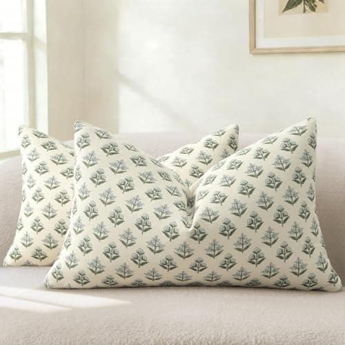 Image of YCOLL Vintage Floral Cushion Covers 30x50 Set of 2 Spring Cushion Covers Decorative Modern Farmhouse Decor Cushion Cover Sofa Cushions for Sofa Chair Bed Living Room Home Decor Blue Green