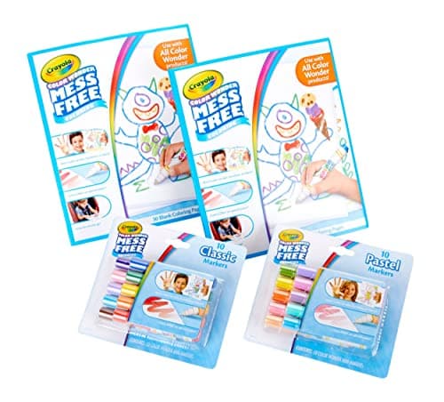 Image of CRAYOLA Colour Wonder Mess Free Colouring Kit – 20 Markers & 60 Blank Pages, No Mess Colouring for Toddlers, Creative Set and Refill for Mess Free Line, Age 3+