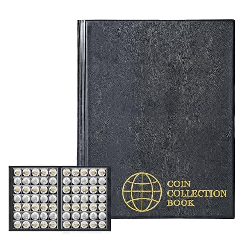 Image of Uncle Paul 350 Pockets Coin Albums - 3.0x3.5cm Grid Black Coin Collection Holder Storage Book 10 Pages CS0235BK