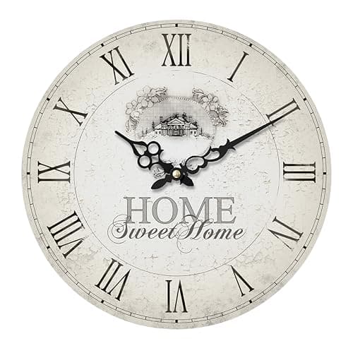 Image of Premier Housewares Modern Frameless Wall Clock Battery Kitchen Clocks Wall Wooden MDF Clocks For Living Room Wall Clock, H34 X W34 X D4 Cm,White