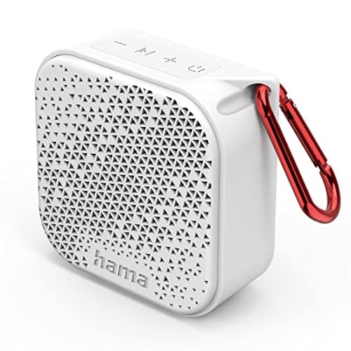 Image of Hama Bluetooth Speaker Pocket 3.0 Box for Mobile Phone - Compact Mini Speaker With AUX and Practical Carabiner - Waterproof IP67, 14h Battery, 3.5W - White
