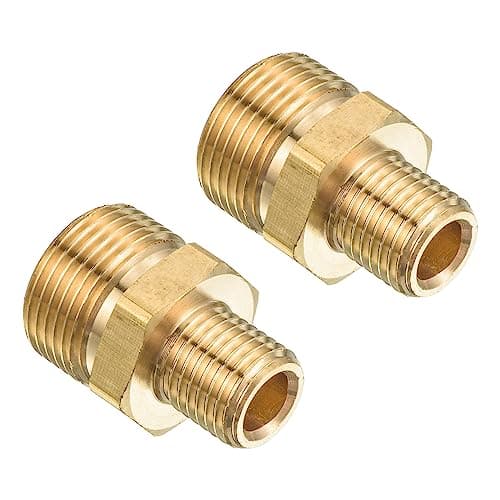 Image of PATIKIL Pipe Fitting, 2 Pack M22 to M14 Male Thread Hex Extension Connector Adapter 1.26 Inch for Garden Water Pipe, Gold