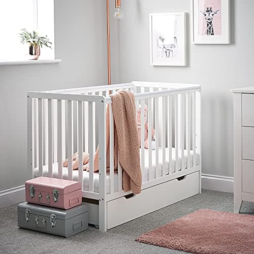 Image of Obaby Bantam Cot & Under Drawer – White, Convertible Cot with Storage Drawer