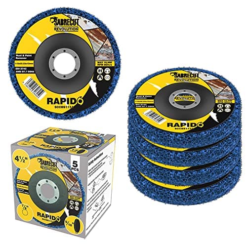 Image of 5 x SabreCut SCCBS115A_5 115mm (4.5 inch) x 22.23mm Bore Polycarbide Abrasive Rust Paint Removal Angle Grinder Poly Stripping Wheel Disc Blade