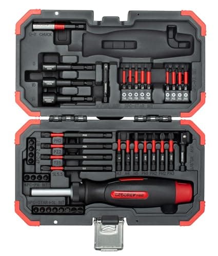 Image of GEDORE Red Torsion Bit Set - 43-Piece Set Including Bendable Bit Screwdriver with Ratchet Function, in Practical Storage Case