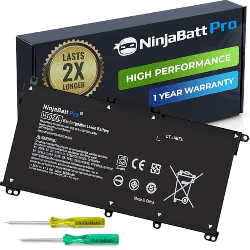 Image of NinjaBatt Pro HT03XL L11119-855 Battery for HP Pavilion 15 Series - Fits 14-CE/14-CF/15-DB/15-CS/15-DA/15-DW/17-by/17-CA - Replacement Laptop Battery for HP 15 Laptop - Long-Lasting Power